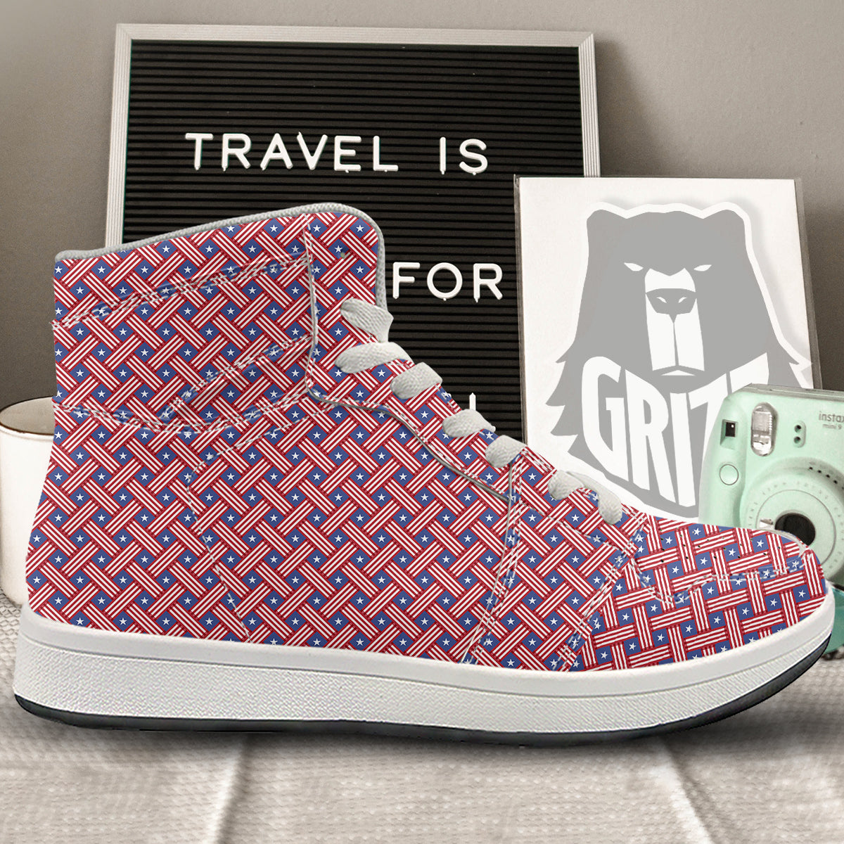 American Flag 4th of July Print Pattern High Top Sneakers-grizzshop