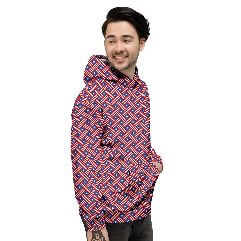 American Flag 4th of July Print Pattern Men's Hoodie-grizzshop