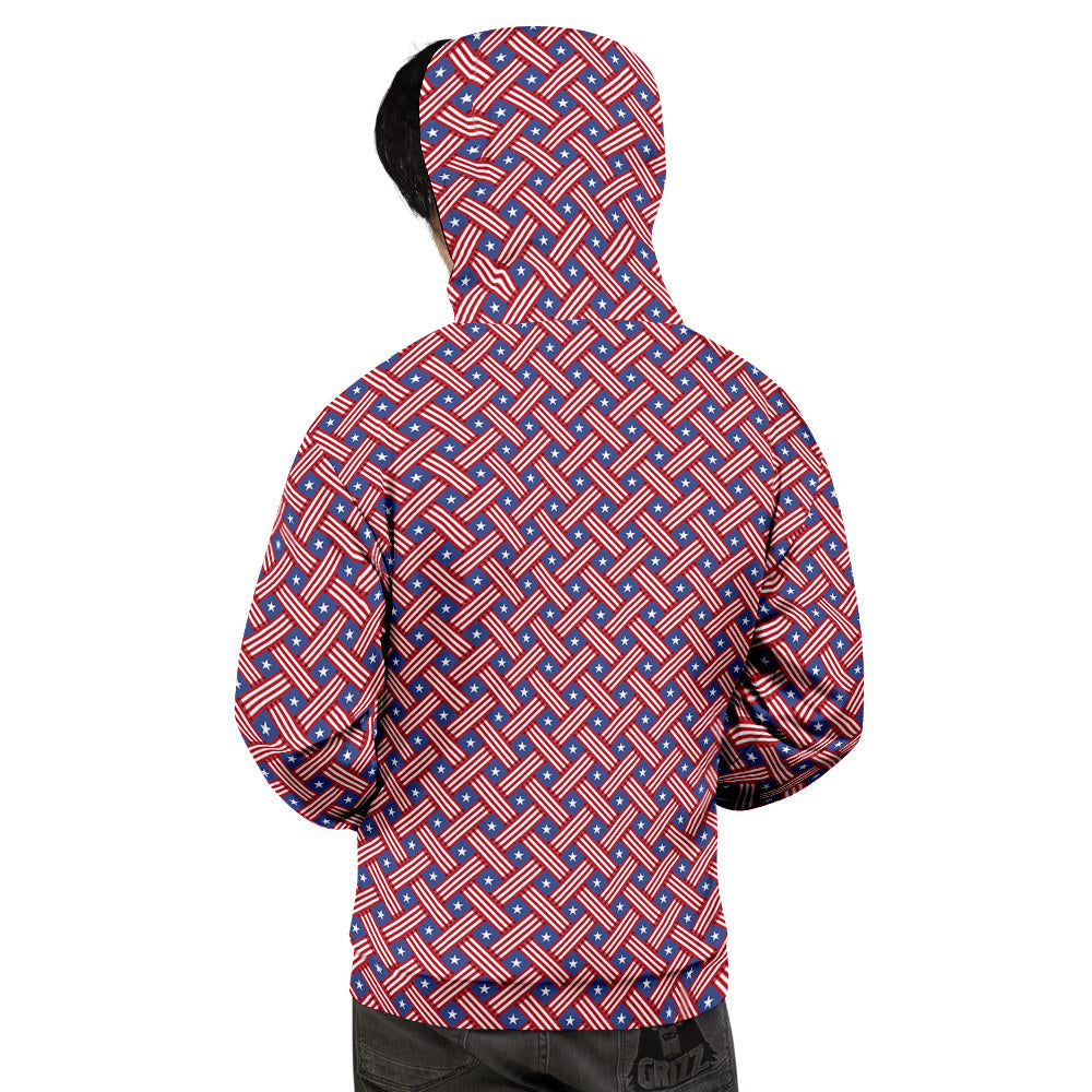 American Flag 4th of July Print Pattern Men's Hoodie-grizzshop