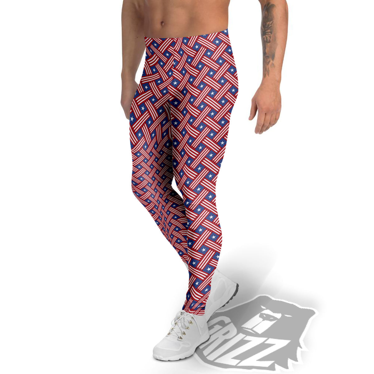 American Flag 4th of July Print Pattern Men's Leggings-grizzshop