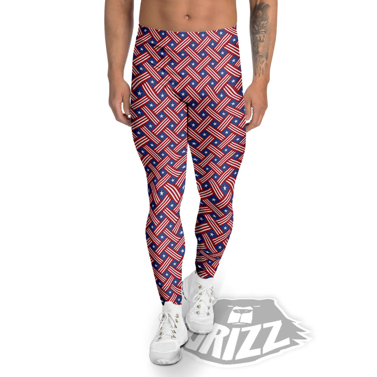 American Flag 4th of July Print Pattern Men's Leggings-grizzshop