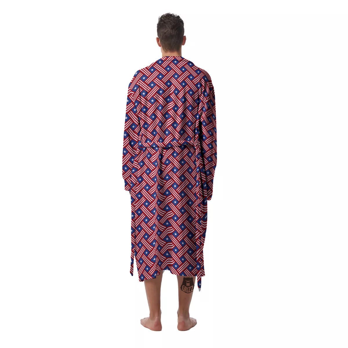 American Flag 4th of July Print Pattern Men's Robe-grizzshop