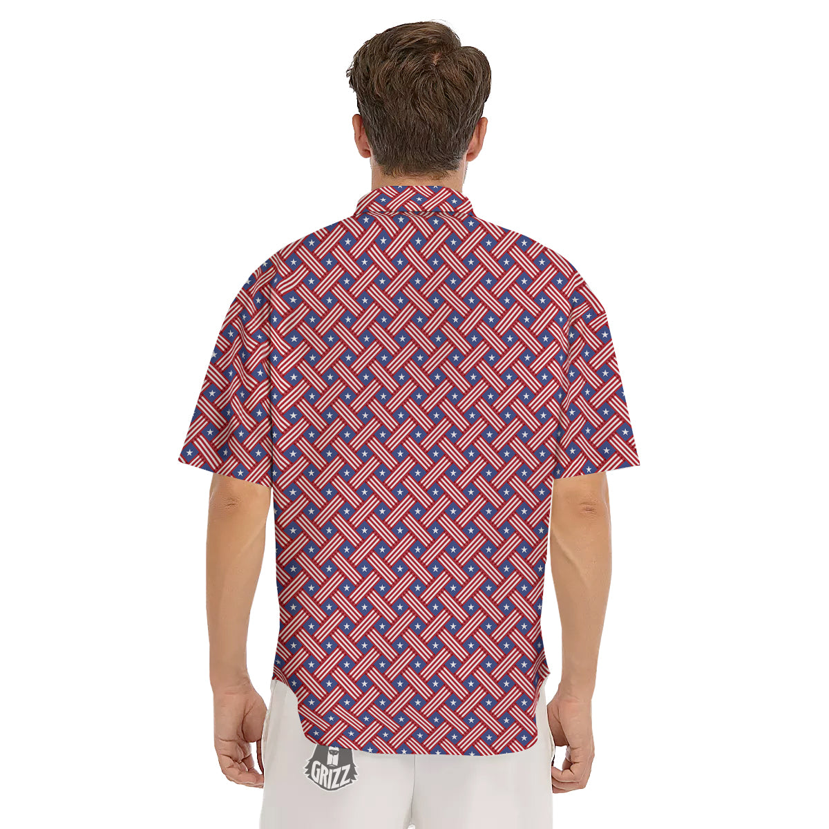 American Flag 4th of July Print Pattern Men's Short Sleeve Shirts-grizzshop