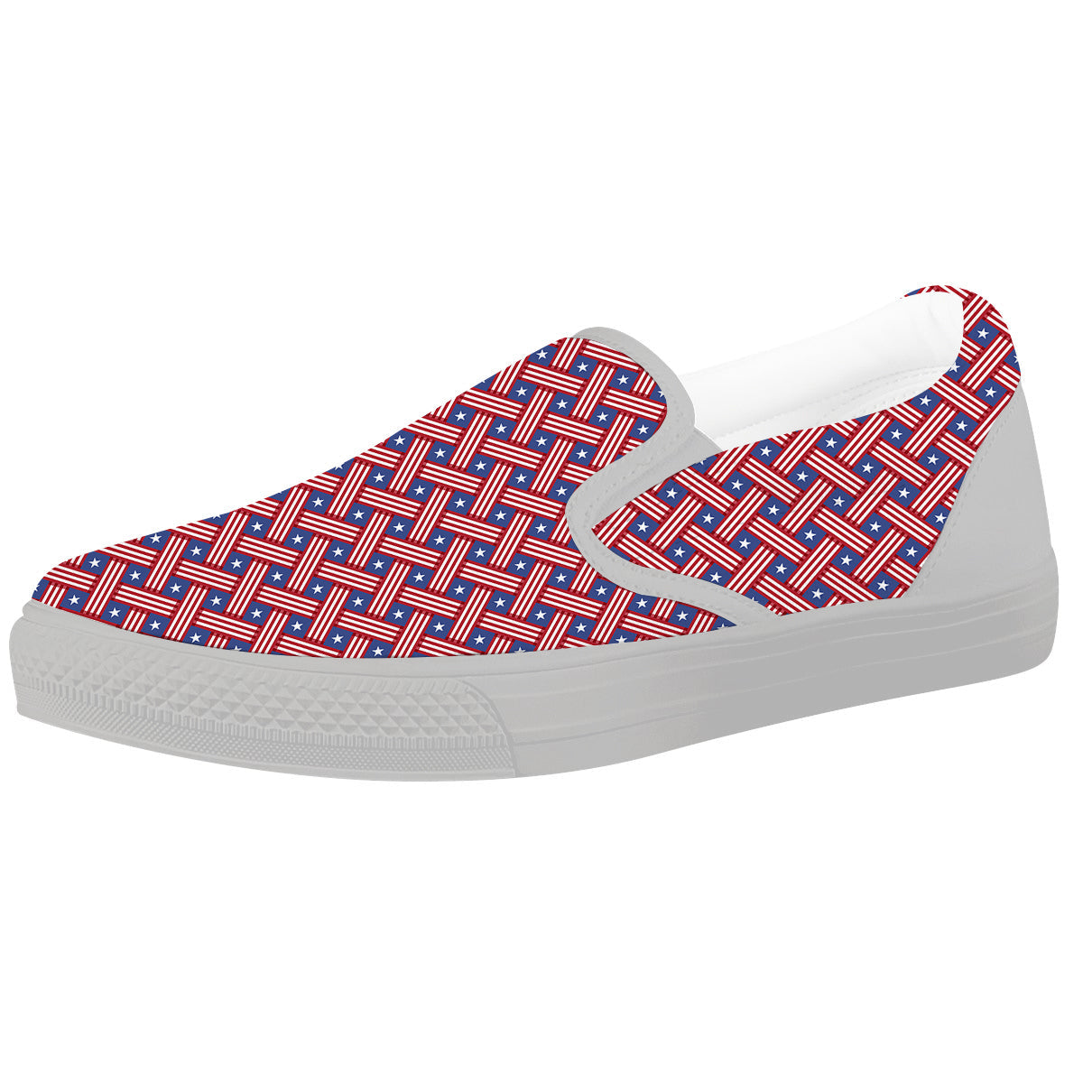 American Flag 4th of July Print Pattern White Slip On Shoes-grizzshop