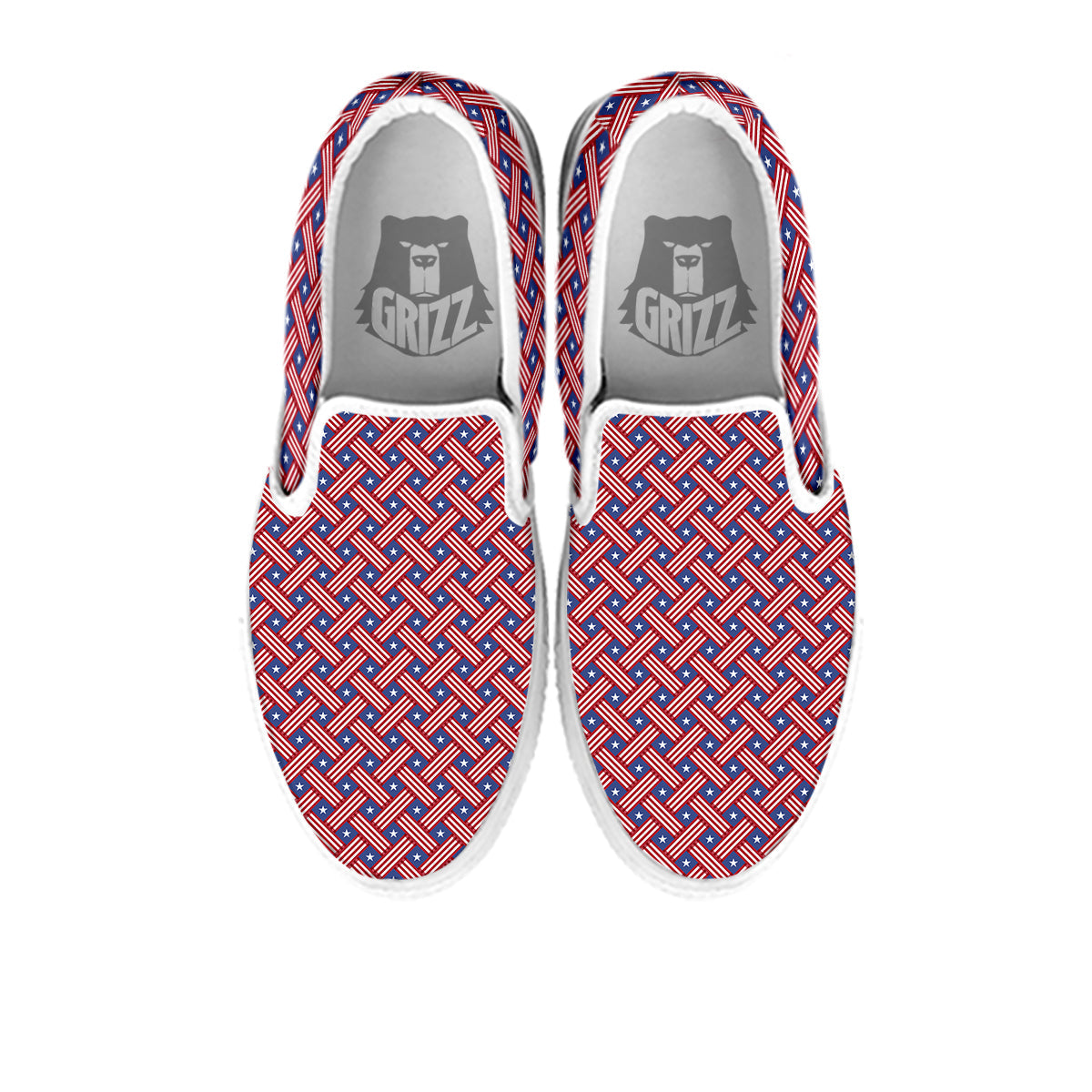 American Flag 4th of July Print Pattern White Slip On Shoes-grizzshop