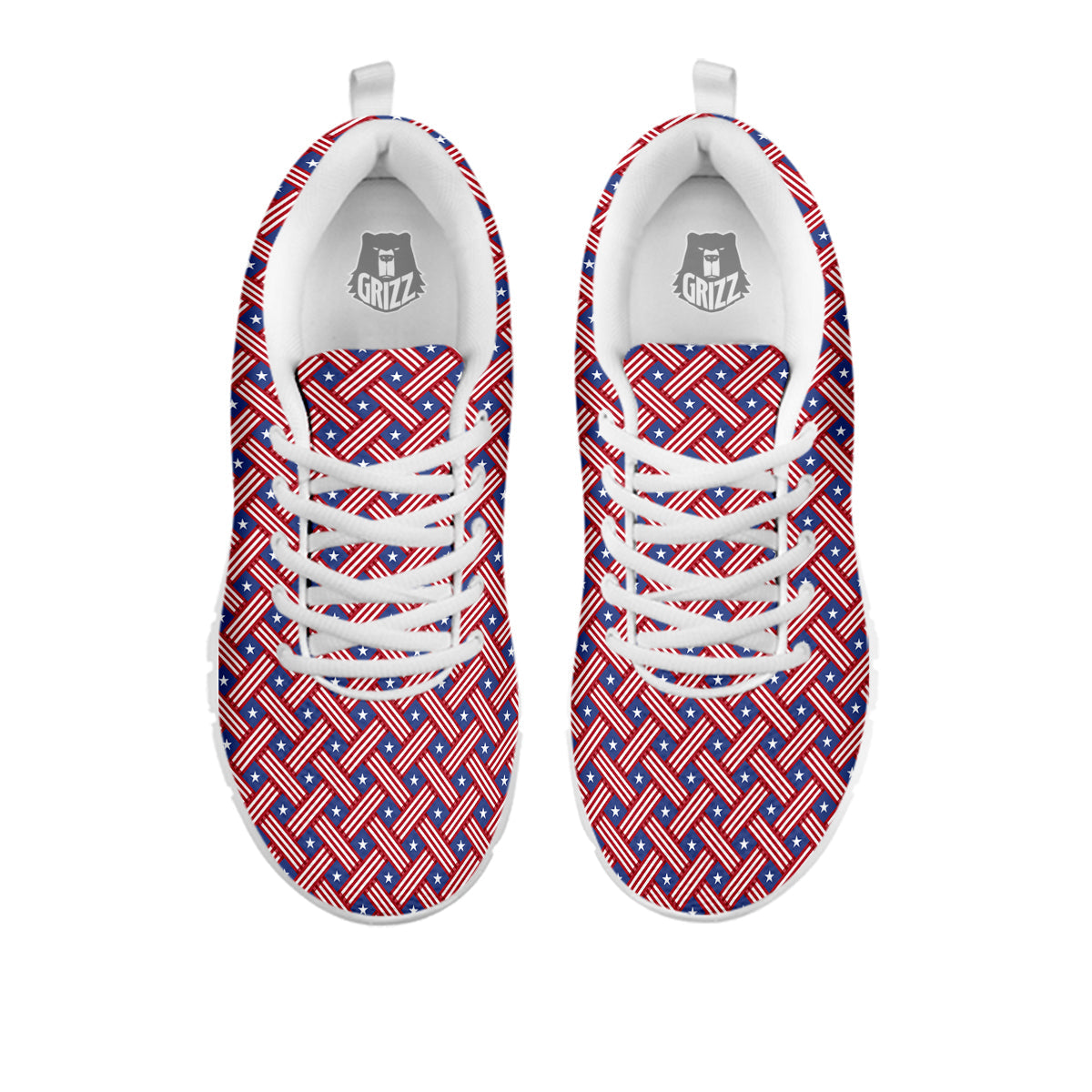 American Flag 4th of July Print Pattern White Sneaker-grizzshop