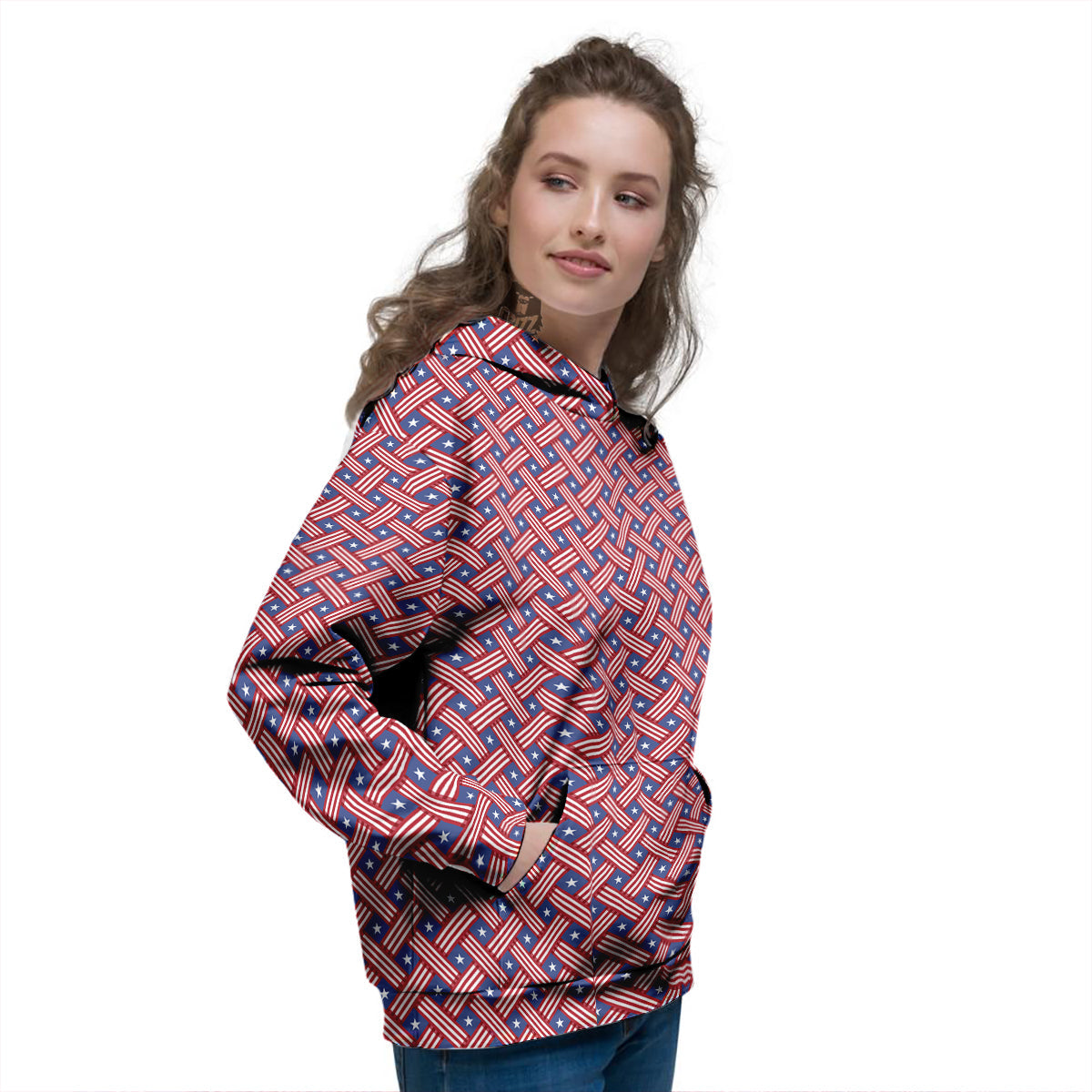 American Flag 4th of July Print Pattern Women's Hoodie-grizzshop