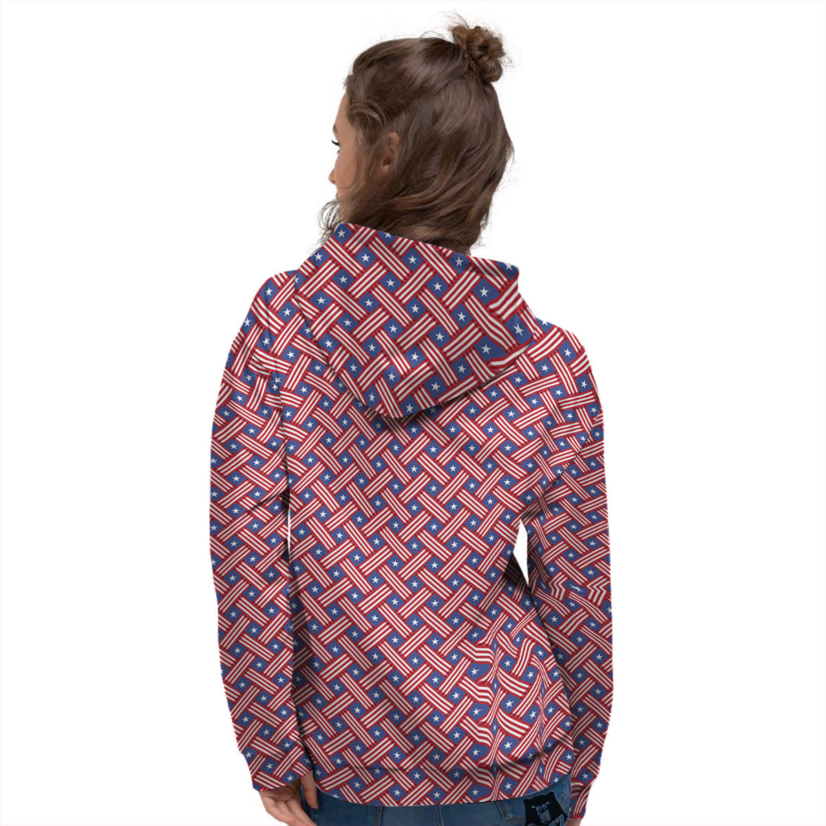 American Flag 4th of July Print Pattern Women's Hoodie-grizzshop