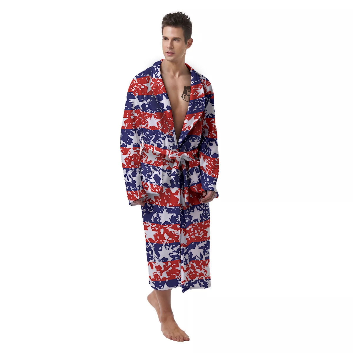 American Flag Abstract Print Men's Robe-grizzshop