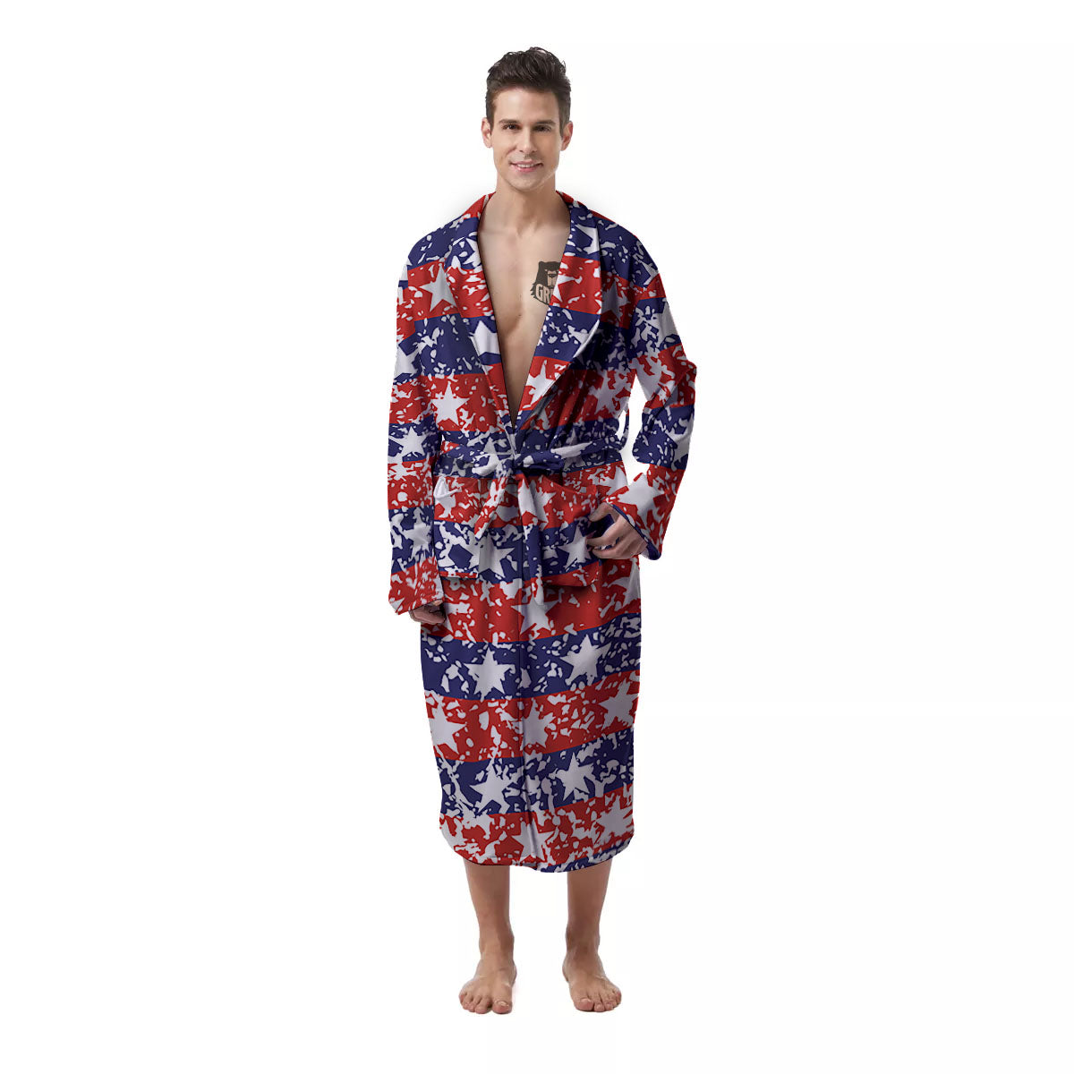 American Flag Abstract Print Men's Robe-grizzshop
