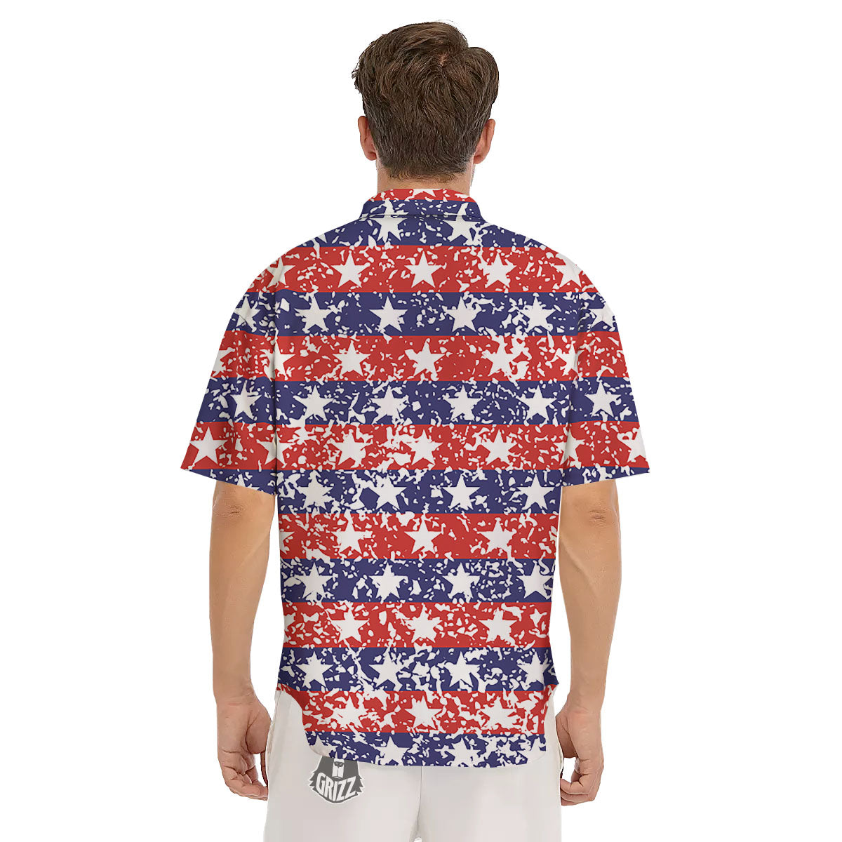 American Flag Abstract Print Men's Short Sleeve Shirts-grizzshop