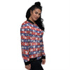 American Flag Abstract Print Women's Bomber Jacket-grizzshop