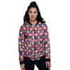 American Flag Abstract Print Women's Bomber Jacket-grizzshop