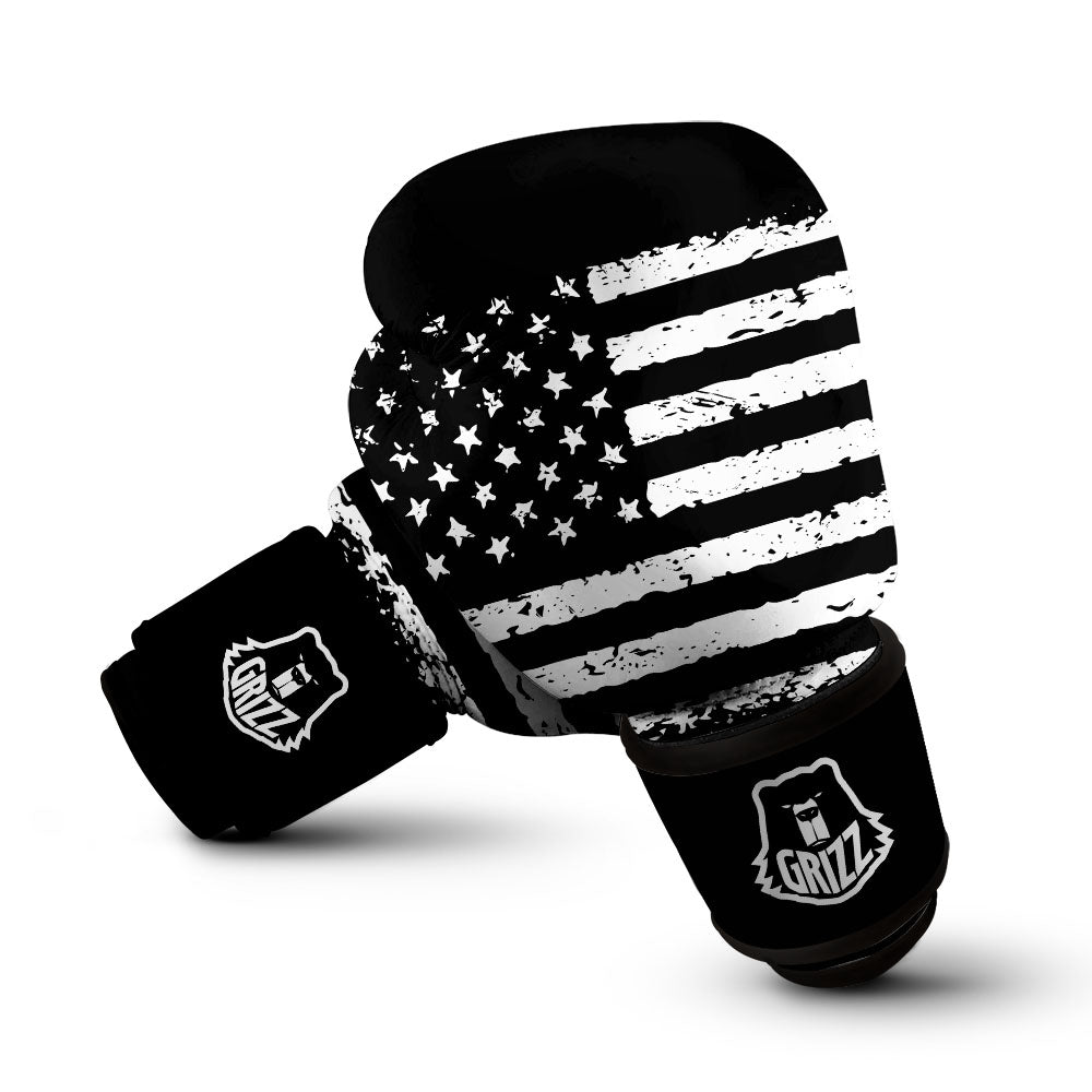 American Flag Black Print Boxing Gloves-grizzshop