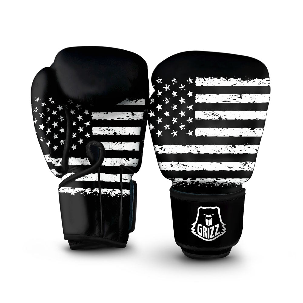 American Flag Black Print Boxing Gloves-grizzshop