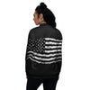 American Flag Black Print Women's Bomber Jacket-grizzshop