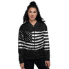 American Flag Black Print Women's Bomber Jacket-grizzshop