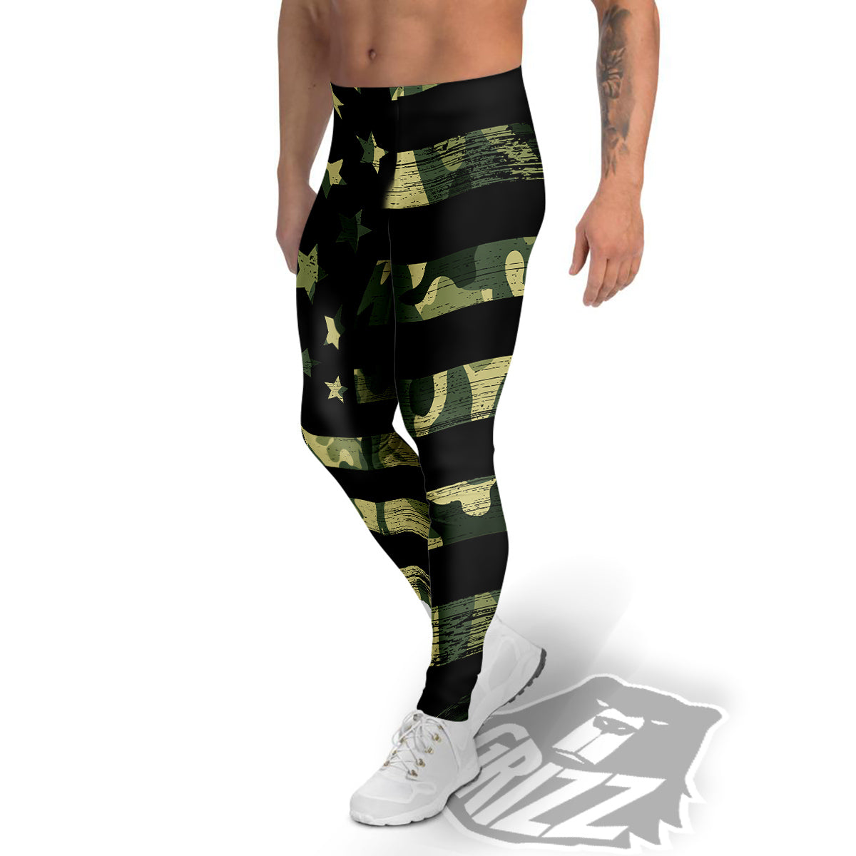American Flag Camouflage Print Men's Leggings-grizzshop
