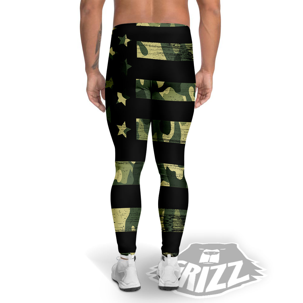American Flag Camouflage Print Men's Leggings-grizzshop