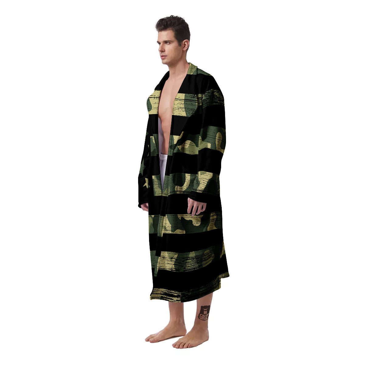 American Flag Camouflage Print Men's Robe-grizzshop