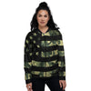 American Flag Camouflage Print Women's Bomber Jacket-grizzshop