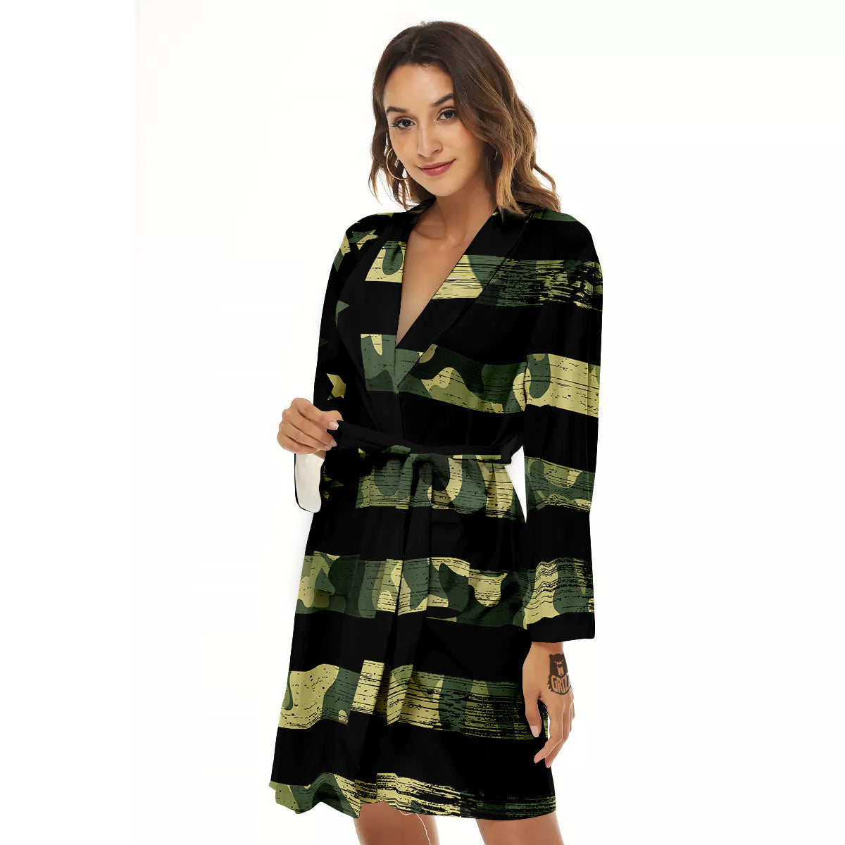 American Flag Camouflage Print Women's Robe-grizzshop