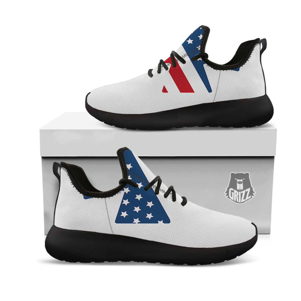 American Flag Christian Cross Print Black Athletic Shoes-grizzshop