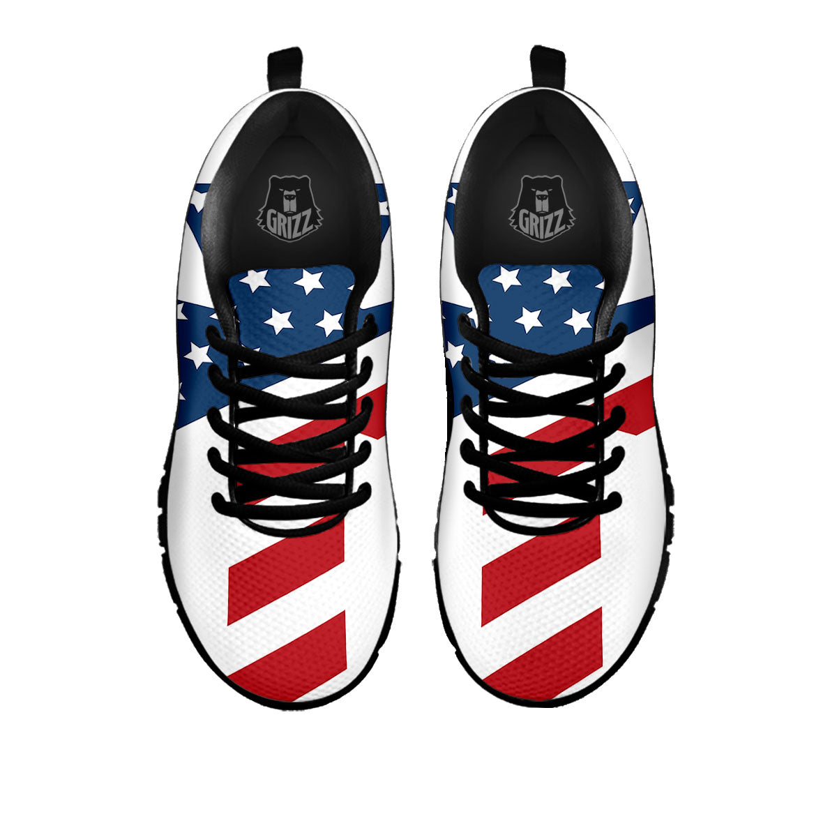 American Flag Christian Cross Print Black Sneaker-grizzshop