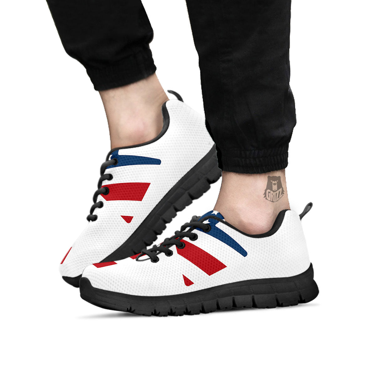 American Flag Christian Cross Print Black Sneaker-grizzshop