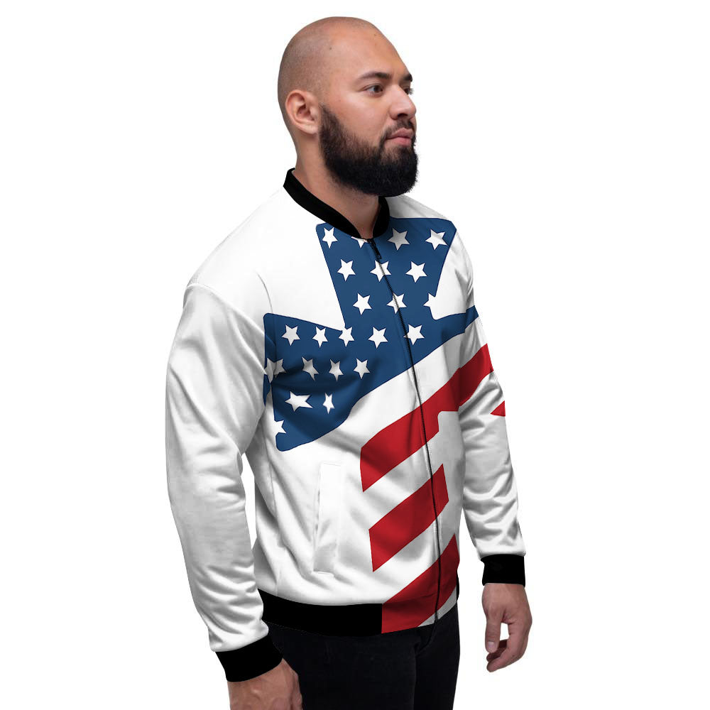 American Flag Christian Cross Print Men's Bomber Jacket-grizzshop