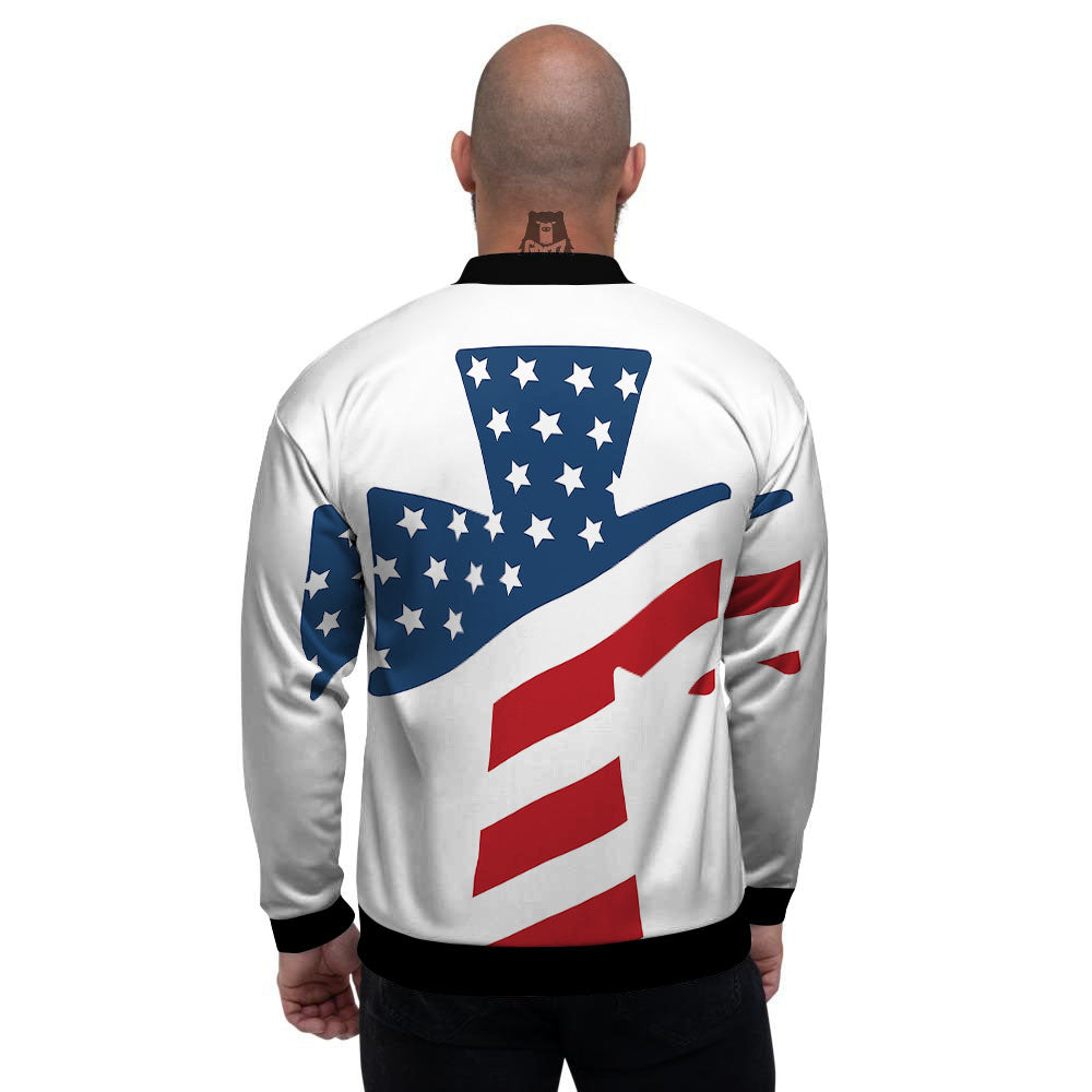 American Flag Christian Cross Print Men's Bomber Jacket-grizzshop
