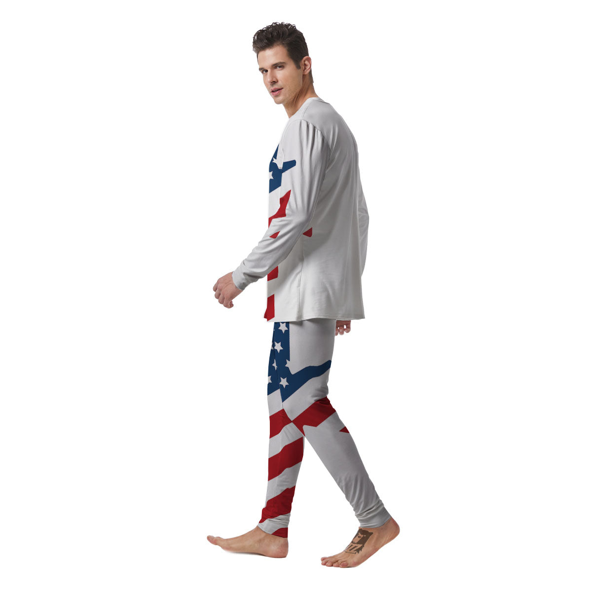 American Flag Christian Cross Print Men's Pajamas-grizzshop