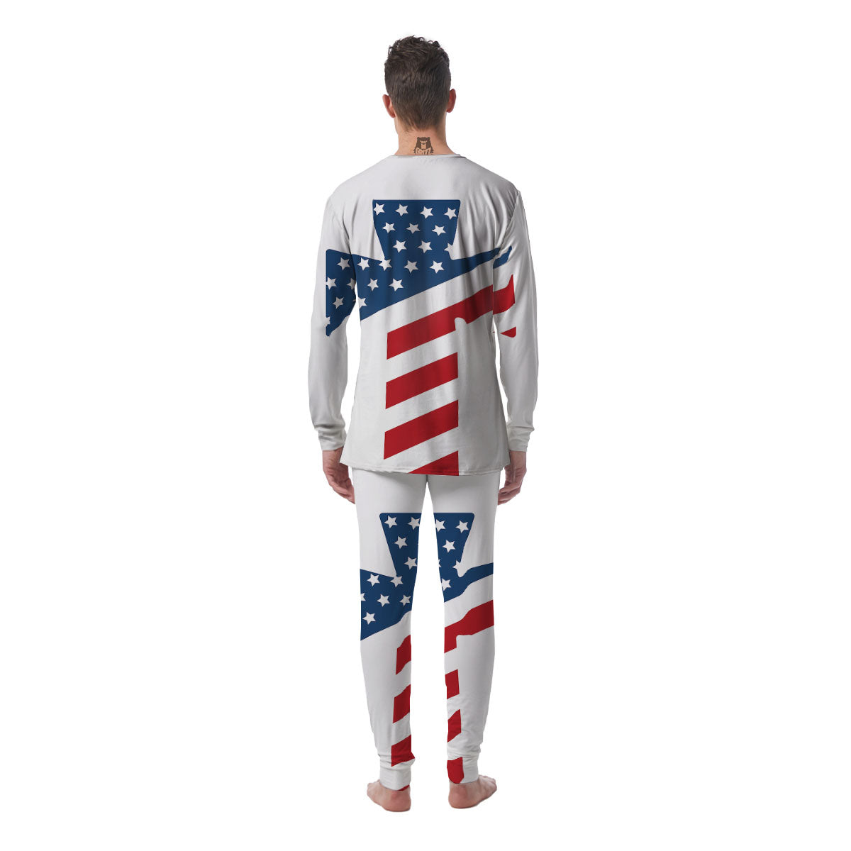 American Flag Christian Cross Print Men's Pajamas-grizzshop