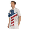 American Flag Christian Cross Print Men's Short Sleeve Shirts-grizzshop