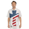 American Flag Christian Cross Print Men's Short Sleeve Shirts-grizzshop