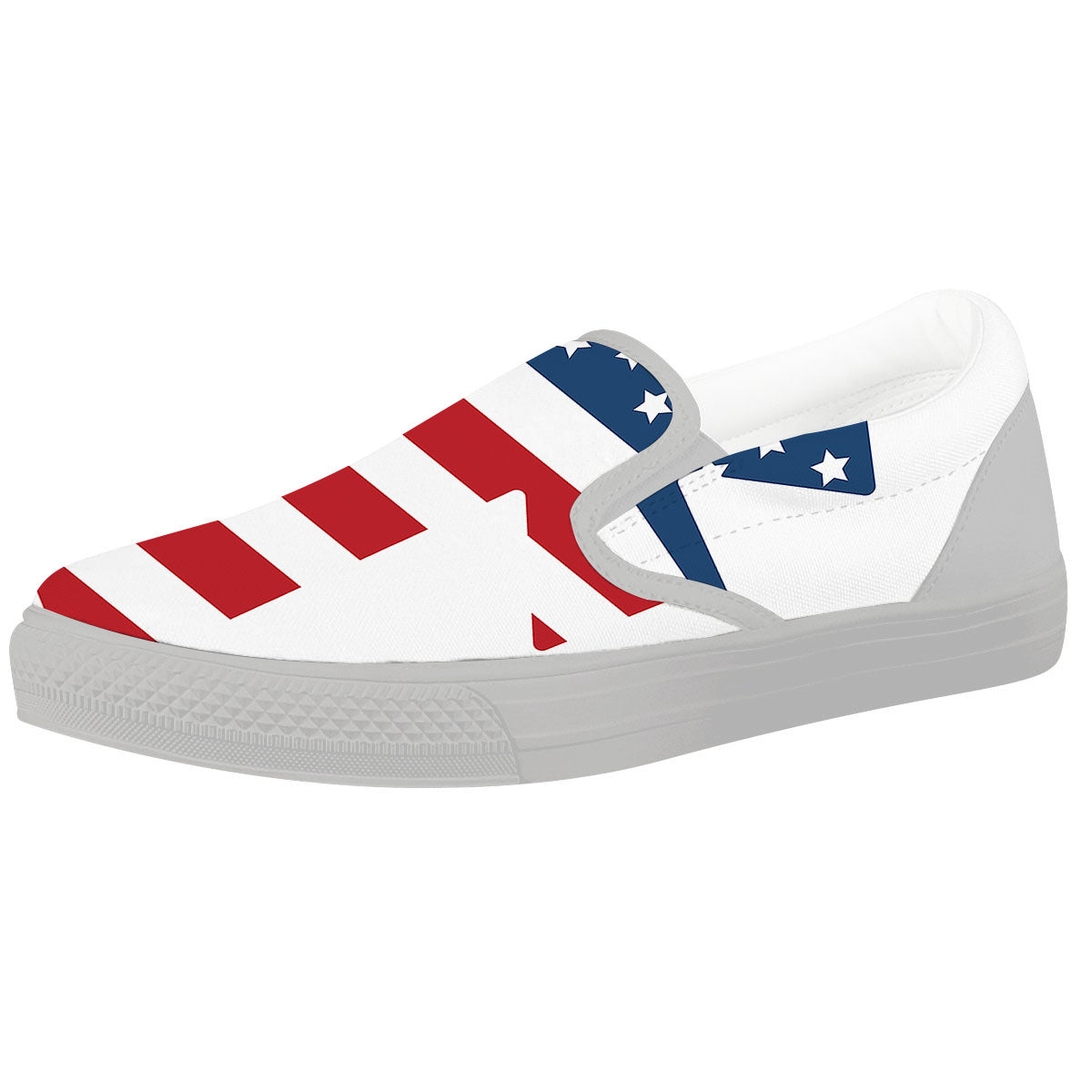 American Flag Christian Cross Print White Slip On Shoes-grizzshop