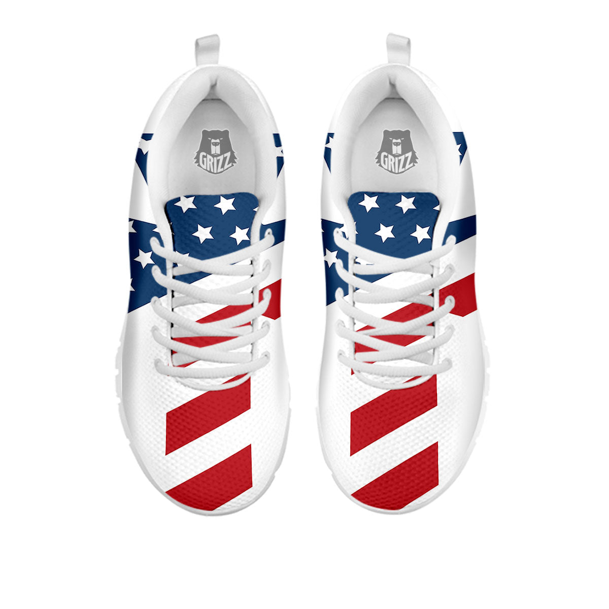 American Flag Christian Cross Print White Sneaker-grizzshop