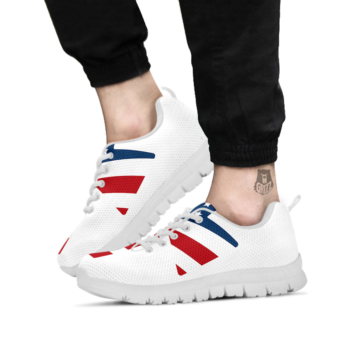 American Flag Christian Cross Print White Sneaker-grizzshop