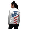 American Flag Christian Cross Print Women's Bomber Jacket-grizzshop