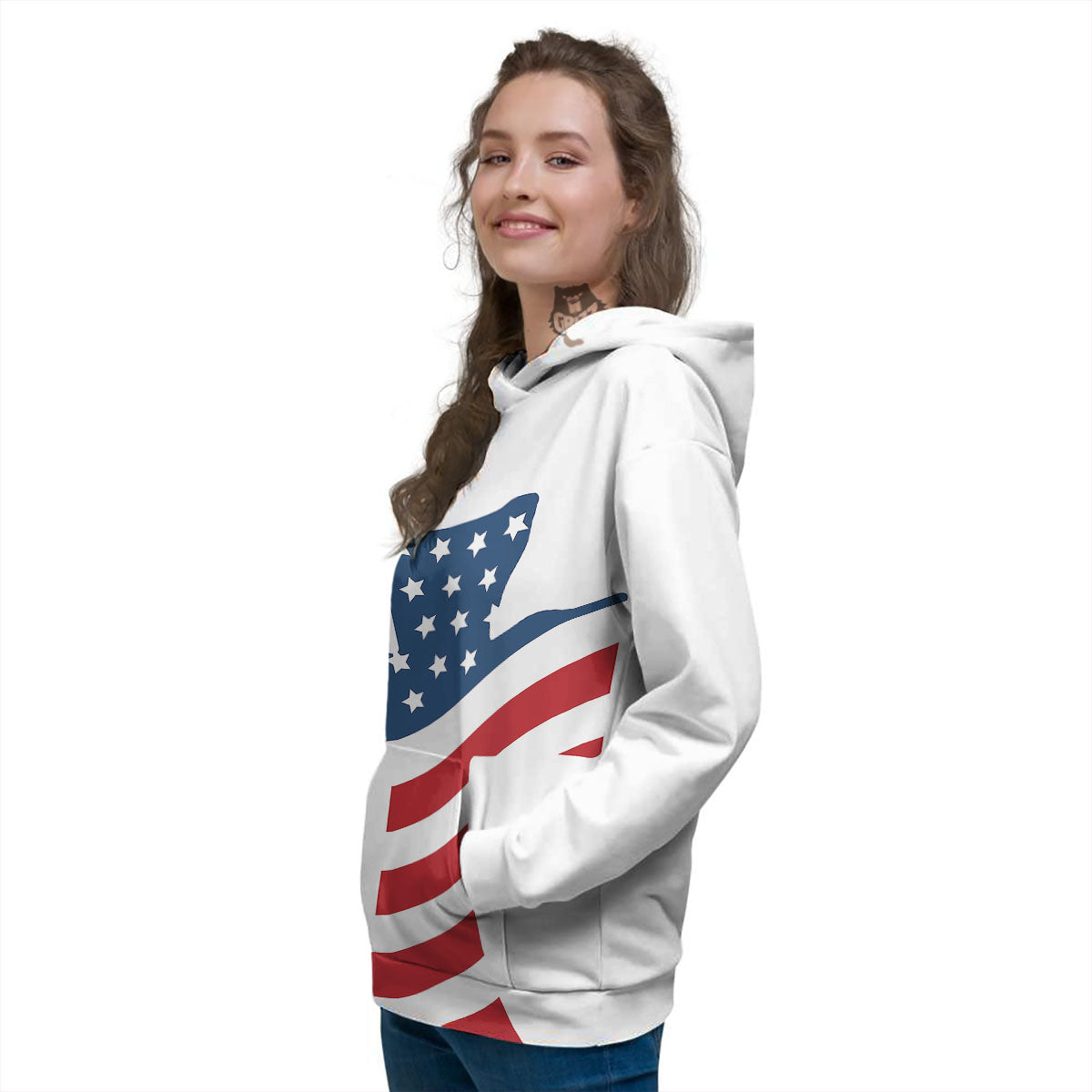American Flag Christian Cross Print Women's Hoodie-grizzshop