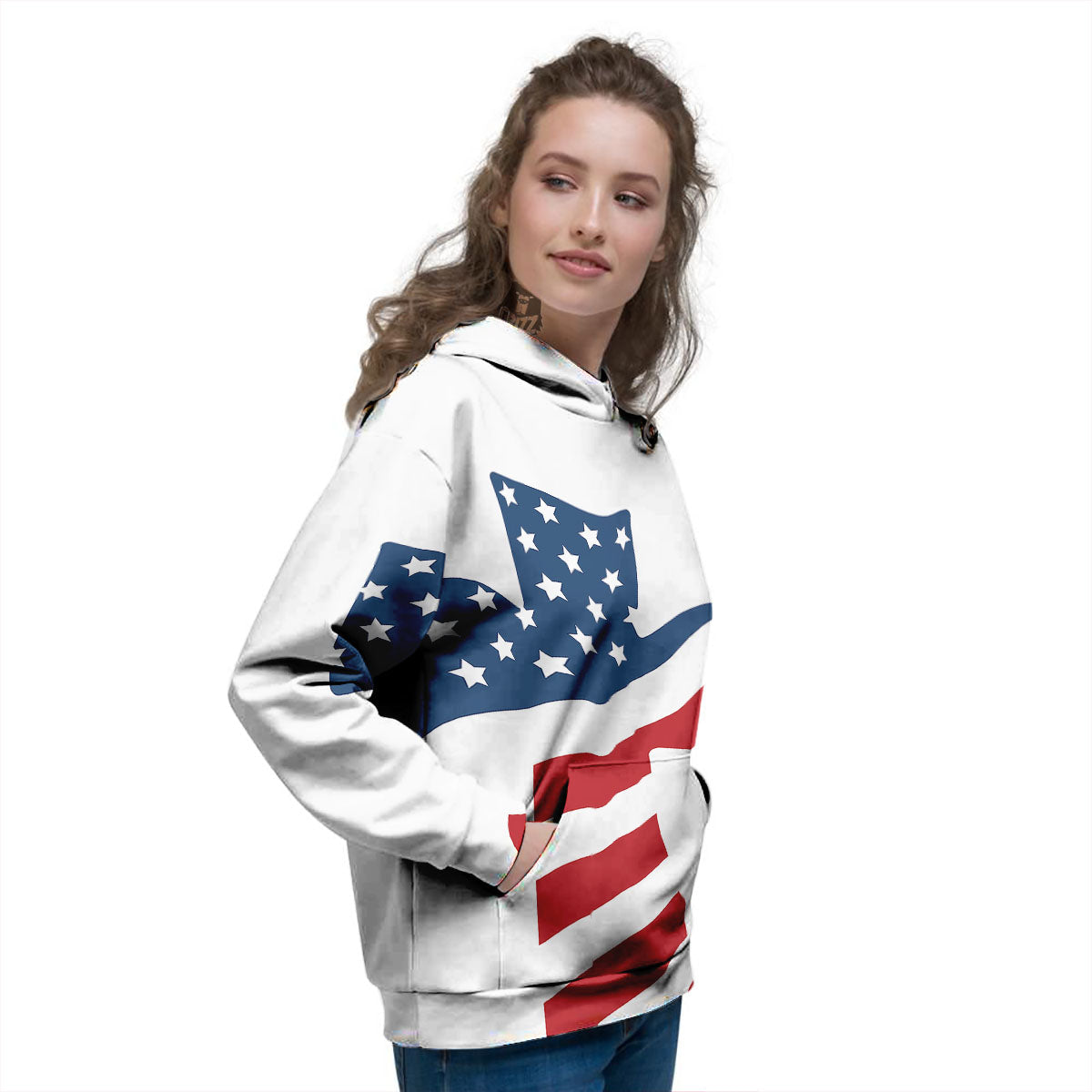 American Flag Christian Cross Print Women's Hoodie-grizzshop