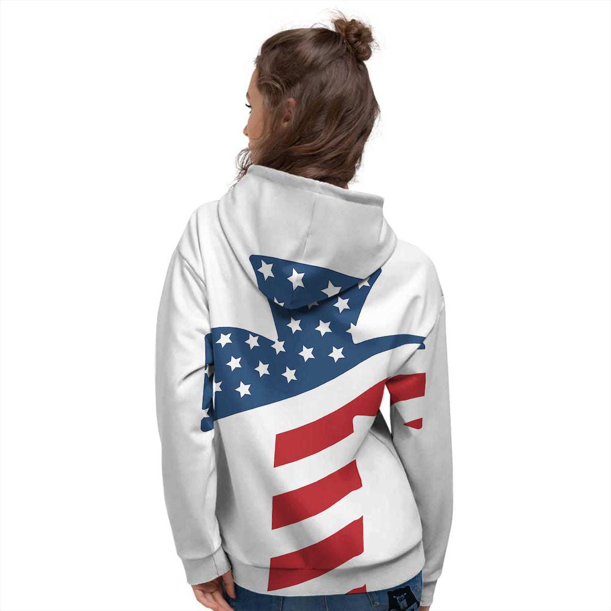 American Flag Christian Cross Print Women's Hoodie-grizzshop