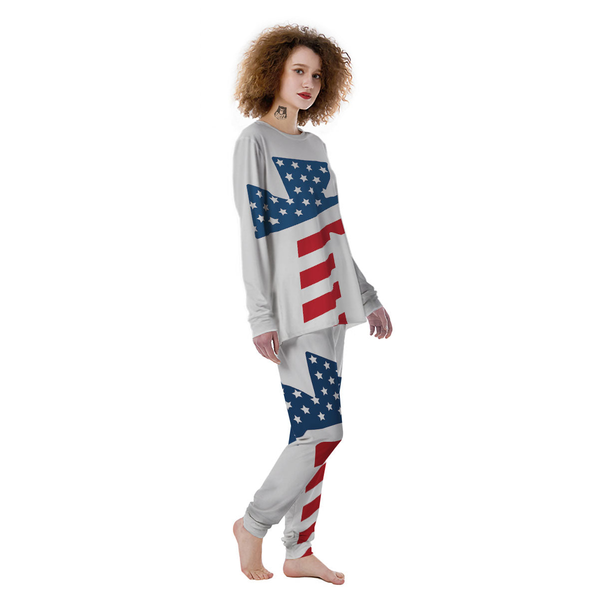 American Flag Christian Cross Print Women's Pajamas-grizzshop