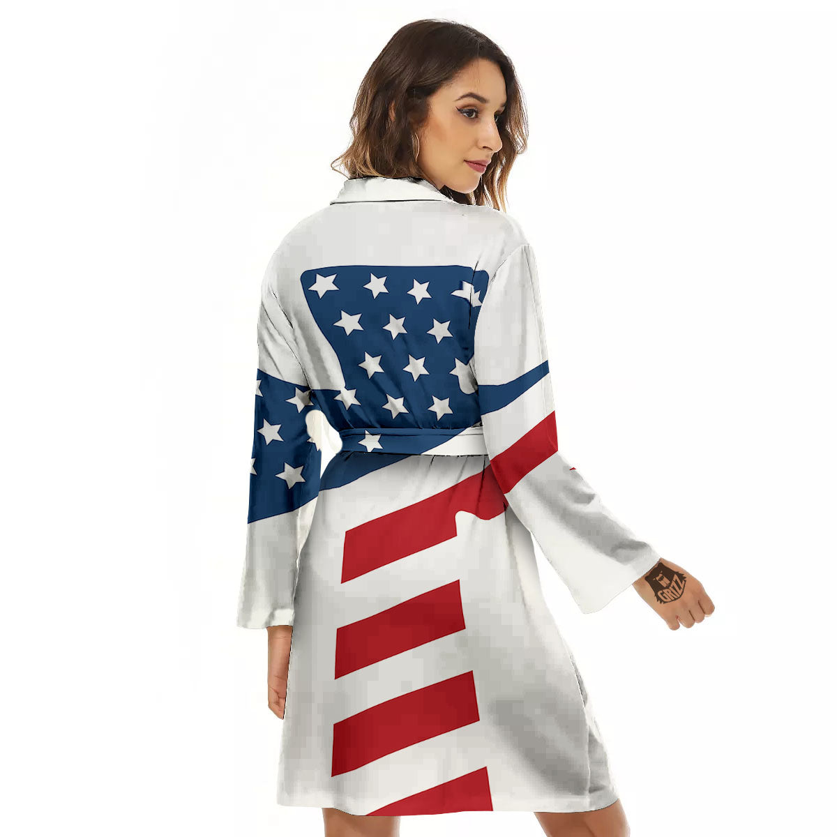 American Flag Christian Cross Print Women's Robe-grizzshop