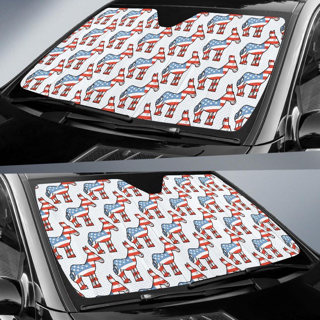 American Flag Donkey Pattern Print Car Sun Shade-grizzshop