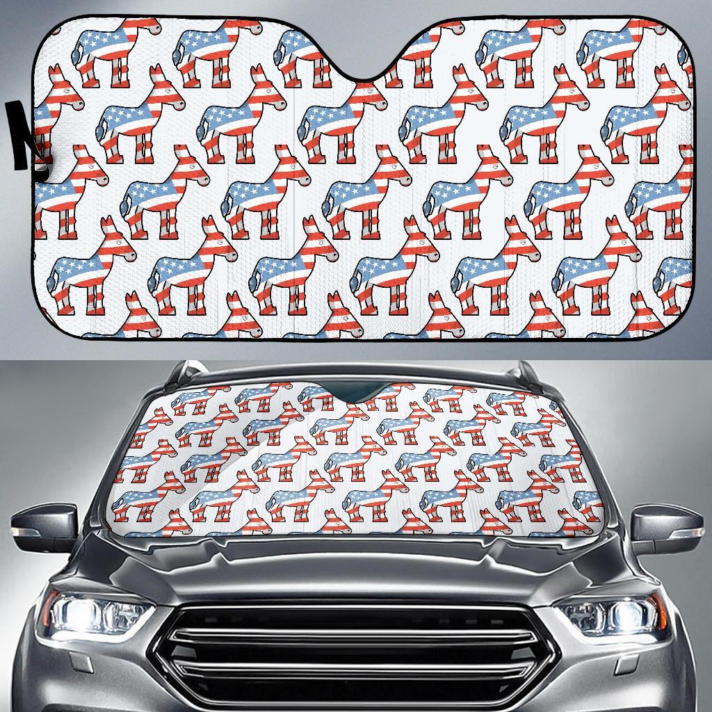 American Flag Donkey Pattern Print Car Sun Shade-grizzshop