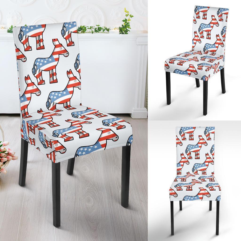 American Flag Donkey Pattern Print Chair Cover-grizzshop