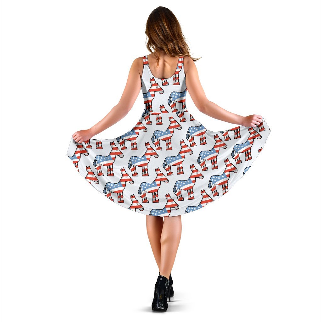 American Flag Donkey Pattern Print Dress-grizzshop