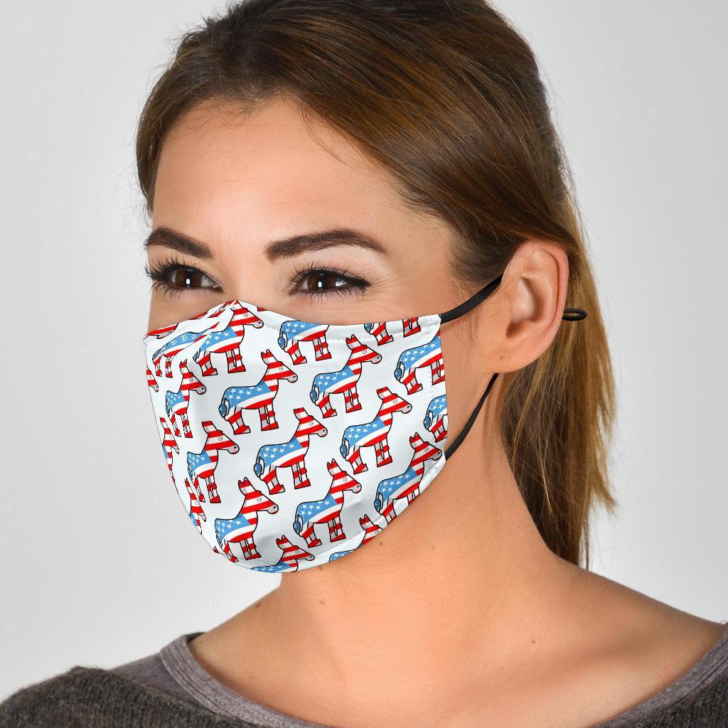 American Flag Donkey Pattern Print Face Mask-grizzshop