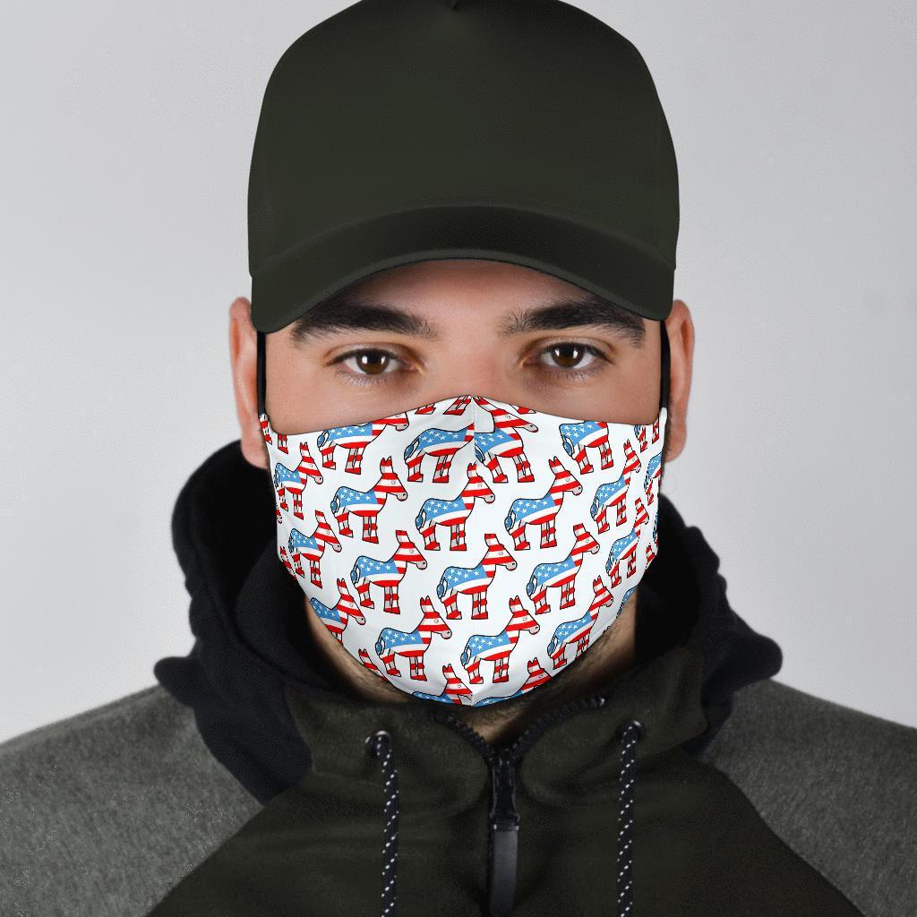 American Flag Donkey Pattern Print Face Mask-grizzshop